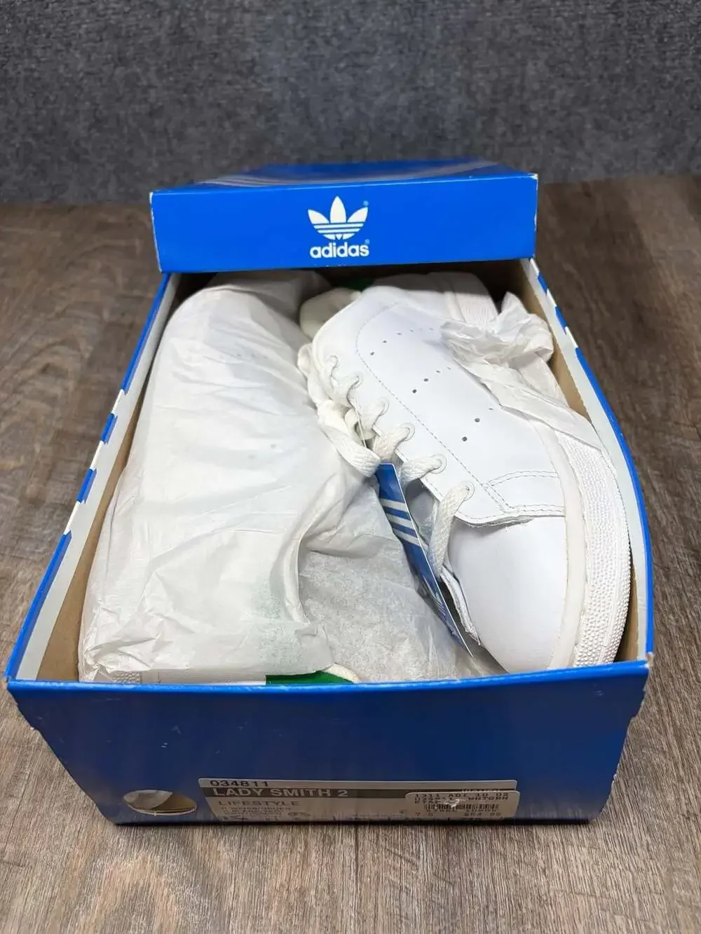 Adidas Stan Smith Womens 7.5 Youth 6 White Green Leather Sneakers NIB READ